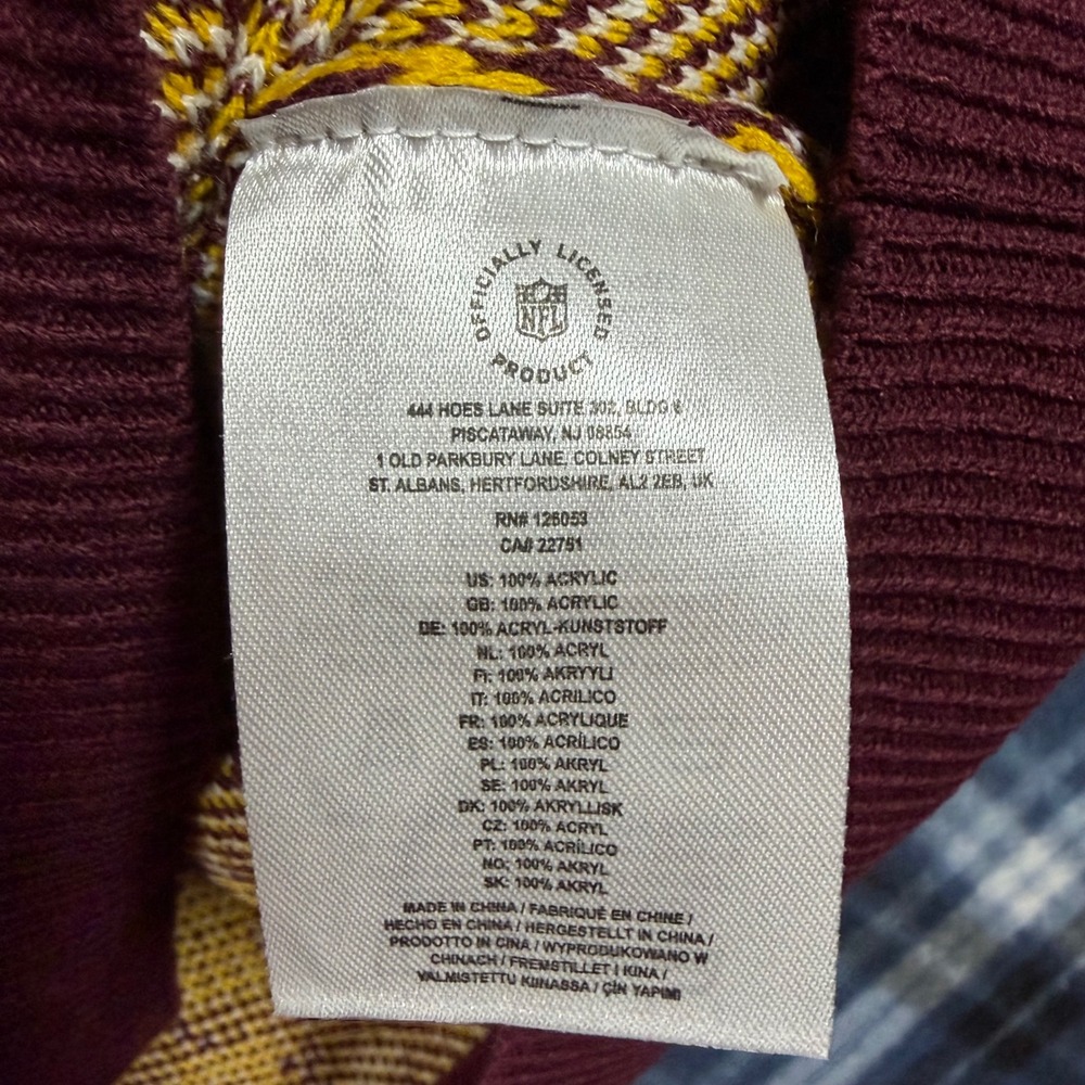 NFL Washington Commanders Ugly Christmas Sweater Mens XL Burgundy Gold New Tags - Picture 3 of 7